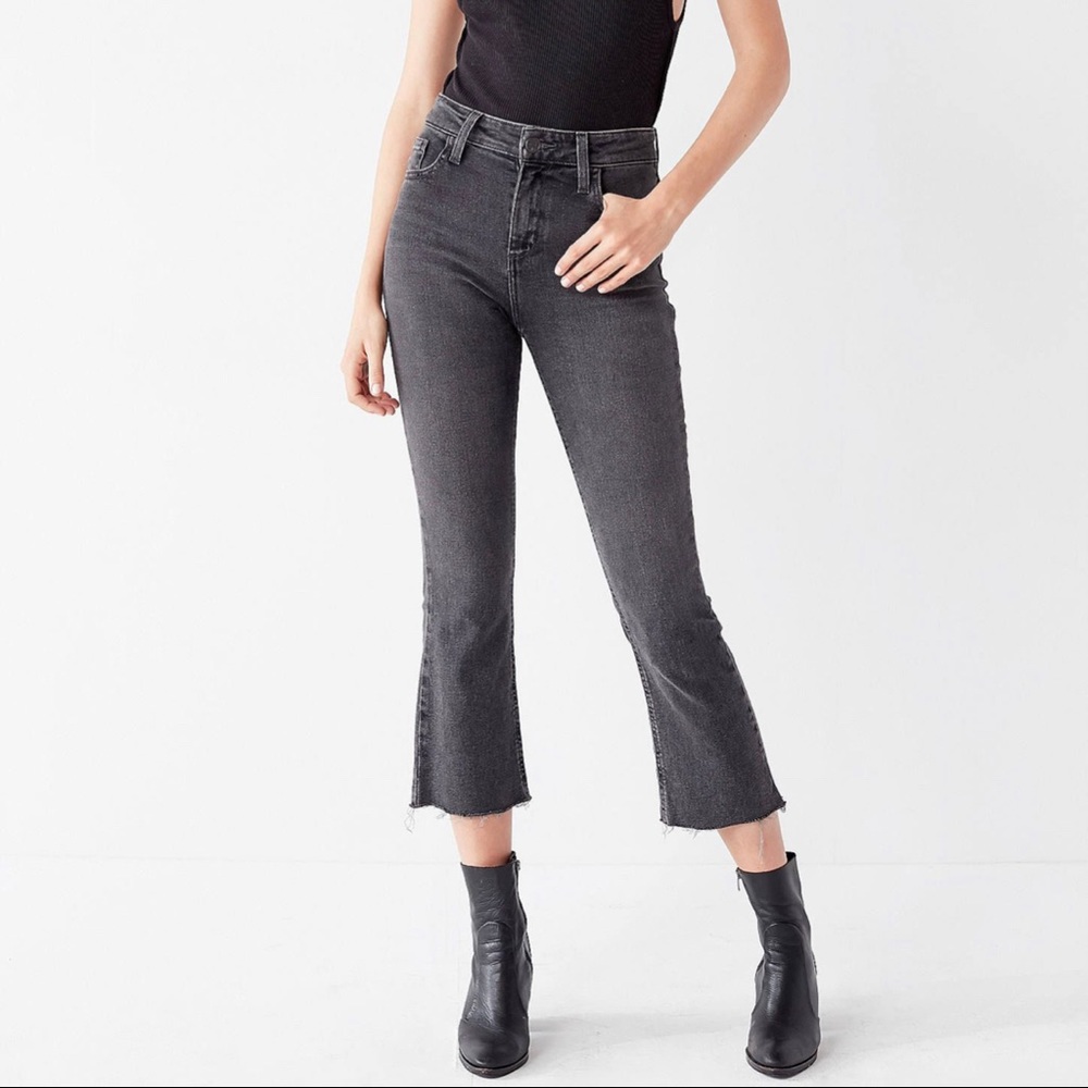 BDG Kick Flare High-Rise Cropped Faded Black Jeans
